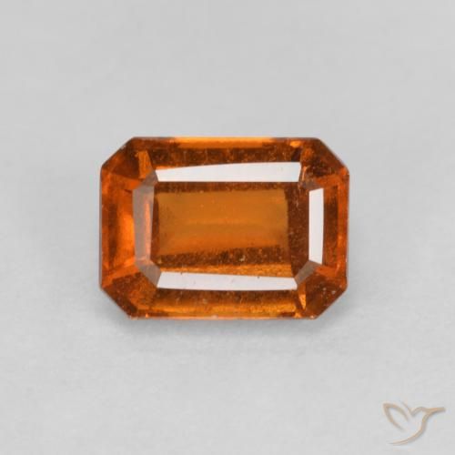 1.41ct Натуральный Средне-темно-оранжевый Гранат Гессонит, Изумрудная огранка, Чистота VS