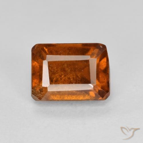 1.61ct Натуральный Темно-оранжевый Гранат Гессонит, Изумрудная огранка, VS-SI