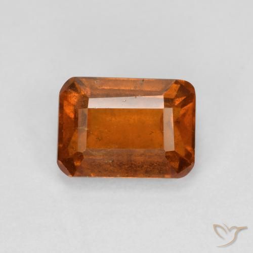 1.52ct Натуральный Средне-темно-оранжевый Гранат Гессонит, Изумрудная огранка, VS-SI