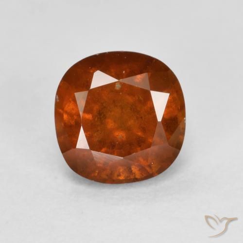 1.24ct Натуральный Темно-оранжевый Гранат Гессонит, Подушка, VS-SI