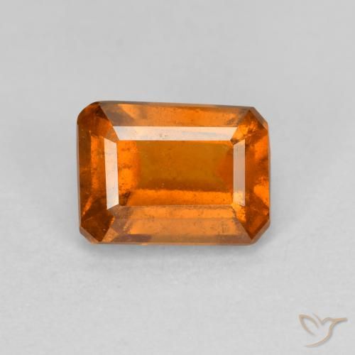 1.43ct Натуральный Средне-темно-оранжевый Гранат Гессонит, Изумрудная огранка, VS-SI