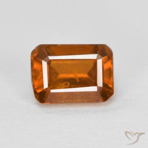 1.43ct Натуральный Средне-темно-оранжевый Гранат Гессонит, Изумрудная огранка, VS-SI