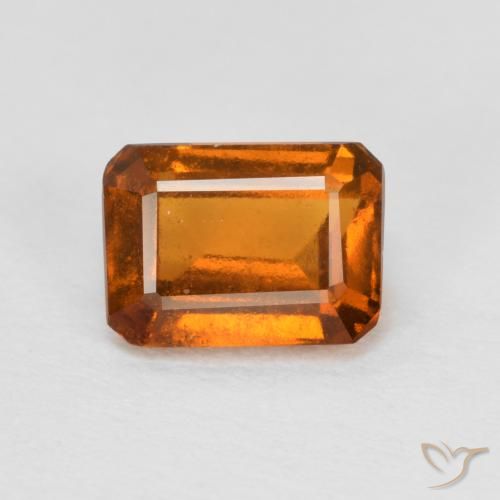 1.28ct Натуральный Желтовато-оранжевый Гранат Гессонит, Изумрудная огранка, VS-SI