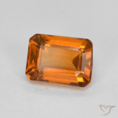 1.42ct Натуральный Средне-темно-оранжевый Гранат Гессонит, Изумрудная огранка, Чистота VS