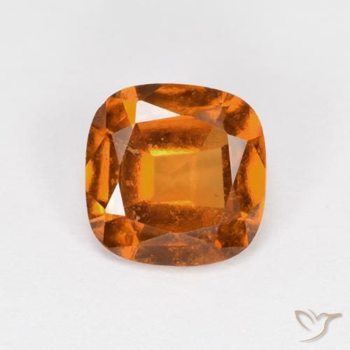 1.55ct Натуральный Темно-оранжевый Гранат Гессонит, Подушка, Чистота VS