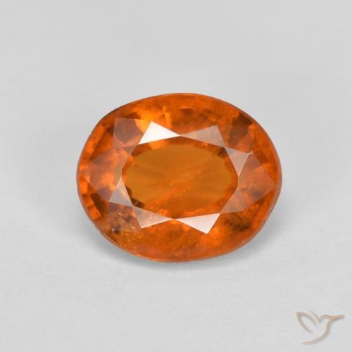 2.10ct Натуральный Темно-оранжевый Гранат Гессонит, Овал, VS-SI