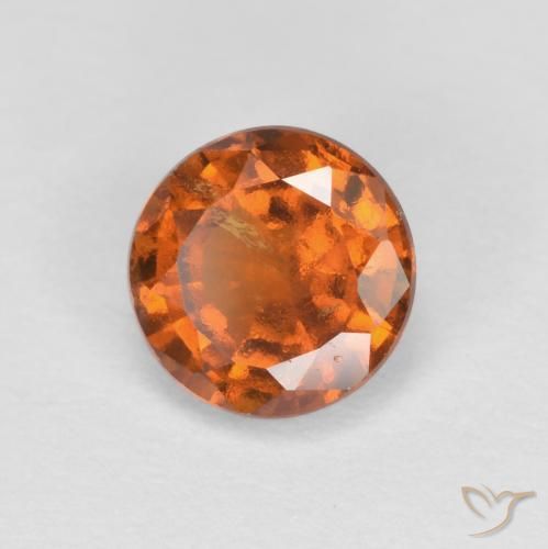 0.95ct Натуральный Средне-темно-оранжевый Гранат Гессонит, Круглый, Чистота VS