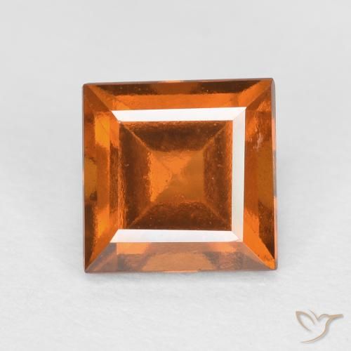 1.47ct Натуральный Темно-оранжевый Гранат Гессонит, Квадрат, Чистота VS