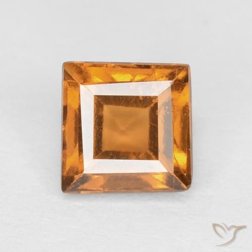 0.91ct Натуральный Оранжево-коричневый Гранат Гессонит, Квадрат, Чистота VS