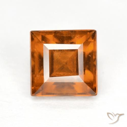 1.57ct Натуральный Темно-оранжевый Гранат Гессонит, Квадрат, Чистота VS