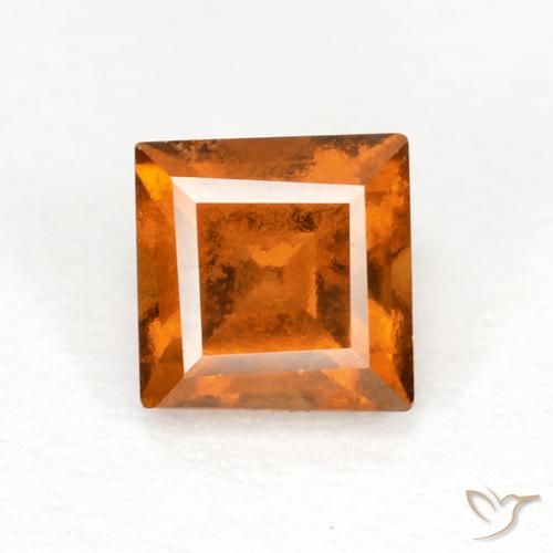 0.90ct Натуральный Темно-оранжевый Гранат Гессонит, Квадрат, Чистота VS