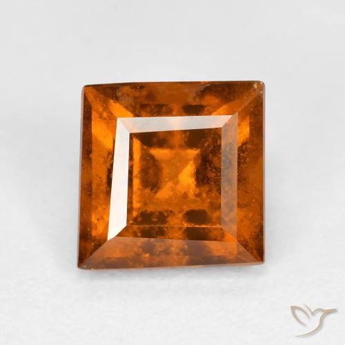 1.79ct Натуральный Темно-оранжевый Гранат Гессонит, Квадрат, VS-SI