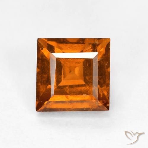 1.05ct Натуральный Средне-темно-оранжевый Гранат Гессонит, Квадрат, VS-SI