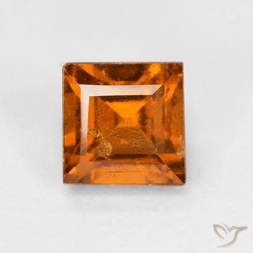 1.08ct Натуральный Средне-темно-оранжевый Гранат Гессонит, Квадрат, VS-SI