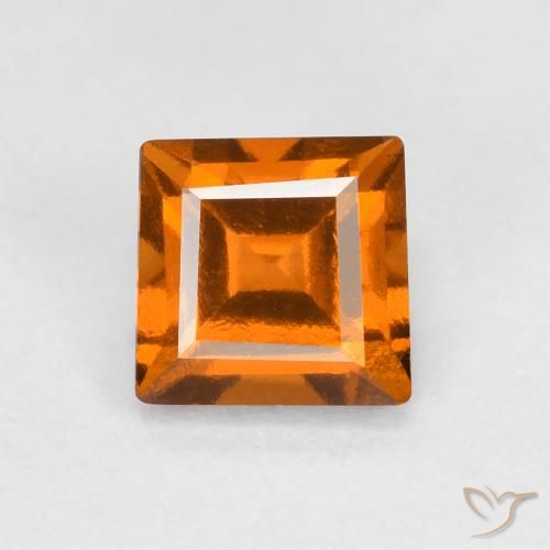 0.97ct Натуральный Средне-темно-оранжевый Гранат Гессонит, Квадрат, Чистота VS