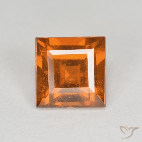 1.18ct Натуральный Темно-оранжевый Гранат Гессонит, Квадрат, Чистота VS