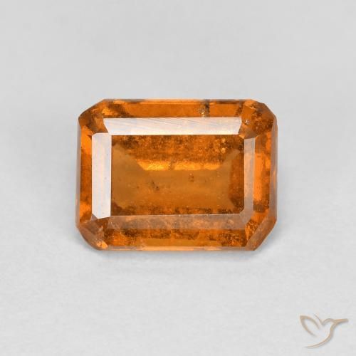 1.74ct Натуральный Средний апельсин Гранат Гессонит, Изумрудная огранка, Чистота VS