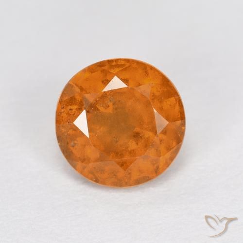 1.03ct Натуральный Красновато-оранжевый Гранат Гессонит, Круглый, Чистота VS