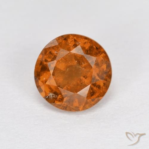 0.96ct Натуральный Темно-оранжевый Гранат Гессонит, Круглый, Чистота VS