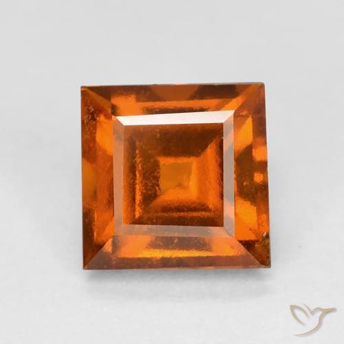 2.04ct Натуральный Средне-темно-оранжевый Гранат Гессонит, Квадрат, Чистота VS