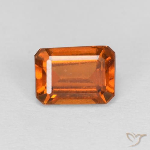 1.21ct Натуральный Темно-оранжевый Гранат Гессонит, Изумрудная огранка, VVS-VS