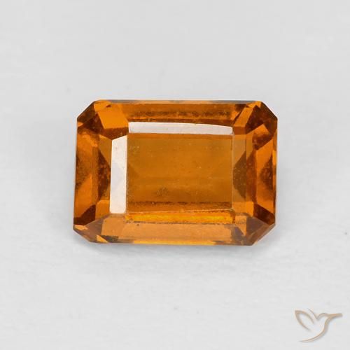 1.29ct Натуральный Желтовато-оранжевый Гранат Гессонит, Изумрудная огранка, Чистота VS