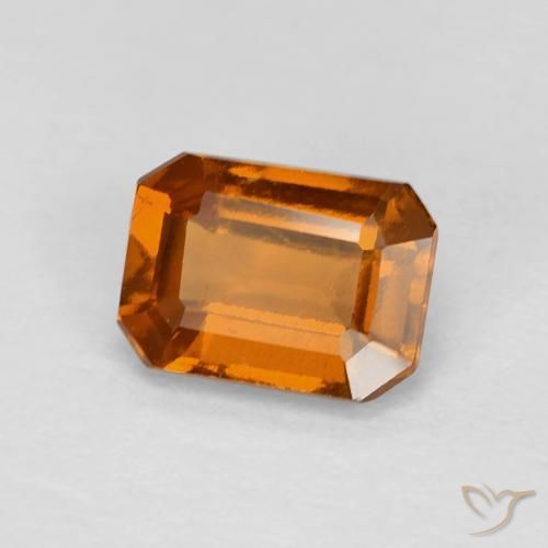 1.27ct Натуральный Желтовато-оранжевый Гранат Гессонит, Изумрудная огранка, VVS-VS