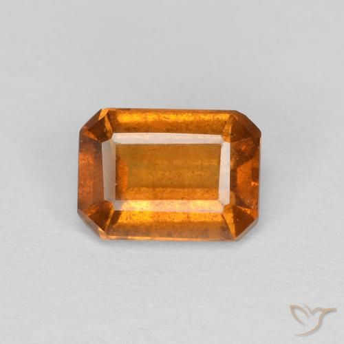 1.18ct Натуральный Оранжево-коричневый Гранат Гессонит, Изумрудная огранка, Чистота VS