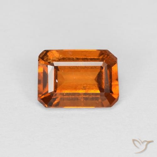 1.11ct Натуральный Темно-оранжевый Гранат Гессонит, Изумрудная огранка, Чистота VS