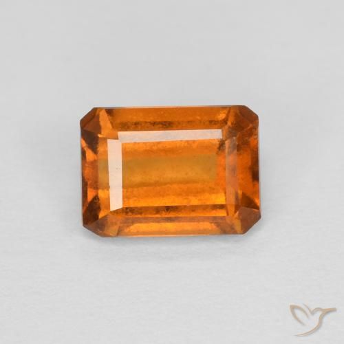 1.25ct Натуральный Желтовато-оранжевый Гранат Гессонит, Изумрудная огранка, Чистота VS