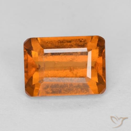 1.26ct Натуральный Темно-оранжевый Гранат Гессонит, Изумрудная огранка, Чистота VS
