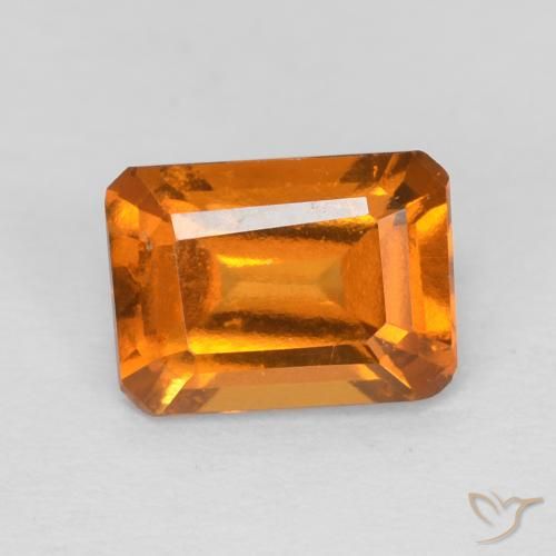 1.19ct Натуральный Medium Dark-Orange Гранат Гессонит, Изумрудная огранка, Чистота VS