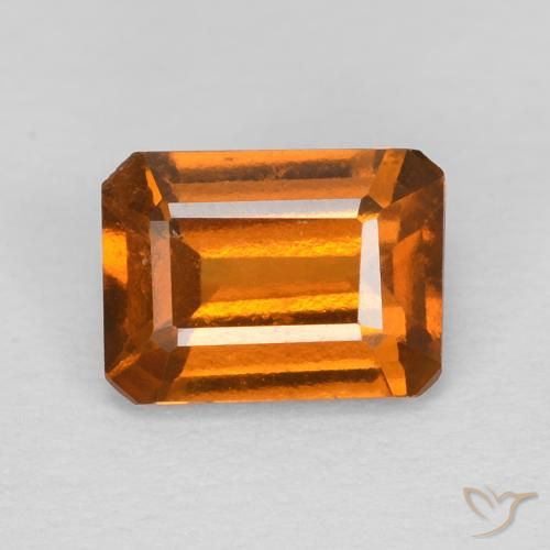 1.18ct Натуральный Темно-оранжевый Гранат Гессонит, Изумрудная огранка, Чистота VS