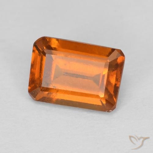 1.14ct Натуральный Темно-оранжевый Гранат Гессонит, Изумрудная огранка, VVS-VS