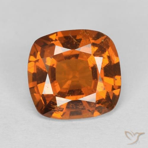 1.74ct Натуральный Medium Dark-Orange Гранат Гессонит, Подушка, VVS-VS