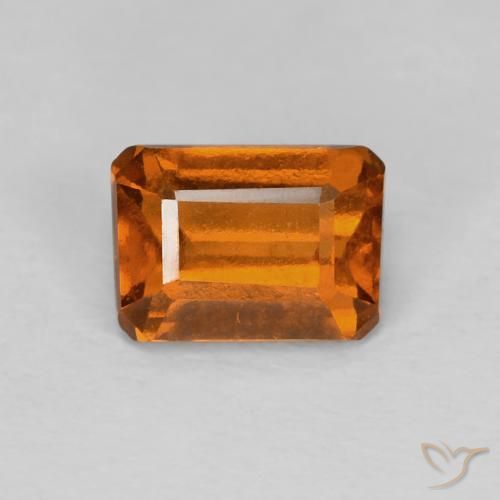 1.25ct Натуральный Medium Dark-Orange Гранат Гессонит, Изумрудная огранка, VVS-VS