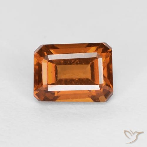 1.44ct Натуральный Темно-оранжевый Гранат Гессонит, Изумрудная огранка, VVS-VS