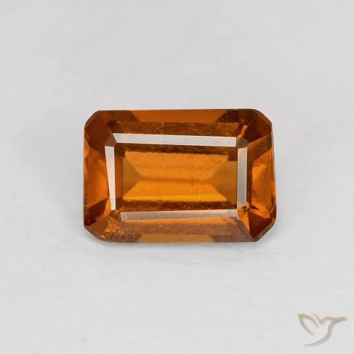 1.06ct Натуральный Medium Dark-Orange Гранат Гессонит, Изумрудная огранка, VVS-VS