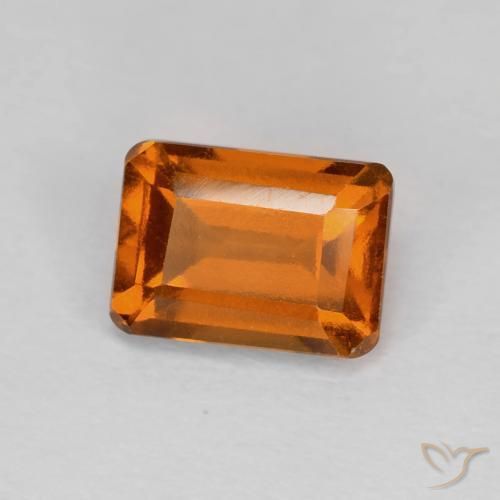 1.41ct Натуральный Темно-оранжевый Гранат Гессонит, Изумрудная огранка, VVS-VS
