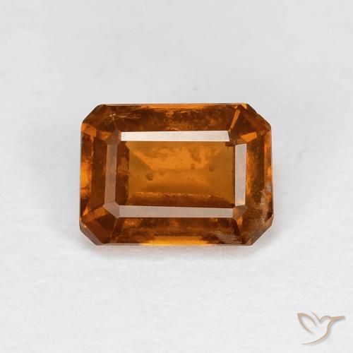 1.27ct Натуральный Темно-оранжевый Гранат Гессонит, Изумрудная огранка, Чистота VS