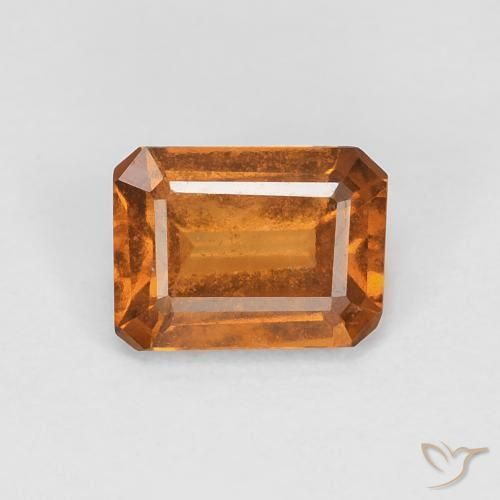 1.10ct Натуральный Темно-оранжевый Гранат Гессонит, Изумрудная огранка, Чистота VS
