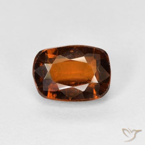 1.49ct Натуральный Deep Orange - Brown Гранат Гессонит, Подушка, Чистота VS