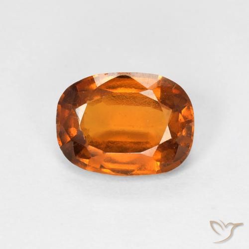 1.57ct Натуральный Темно-оранжевый Гранат Гессонит, Подушка, VVS-VS