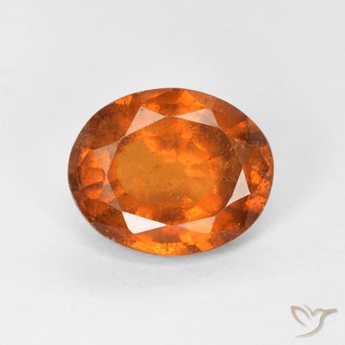 1.56ct Натуральный Medium Dark-Orange Гранат Гессонит, Овал, VS-SI