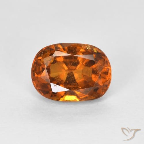 1.26ct Натуральный Темно-оранжевый Гранат Гессонит, Подушка, VVS-VS