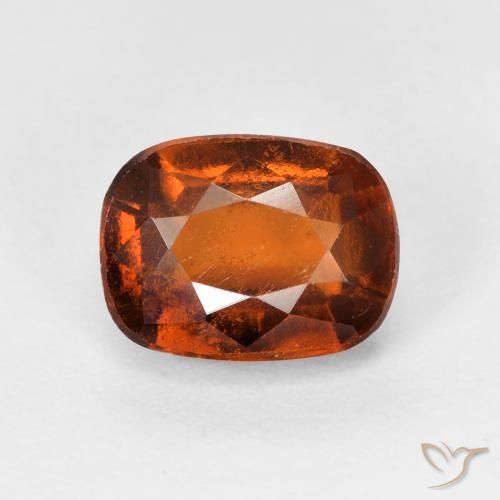 2.40ct Натуральный Темно-оранжевый Гранат Гессонит, Подушка, VS-SI