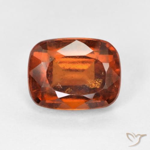 3.22ct Натуральный Красновато-оранжевый Гранат Гессонит, Подушка, Чистота VS