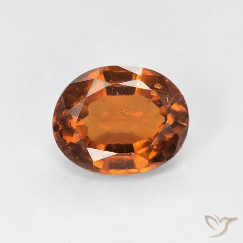 1.55ct Натуральный Темно-оранжевый Гранат Гессонит, Овал, Чистота VS