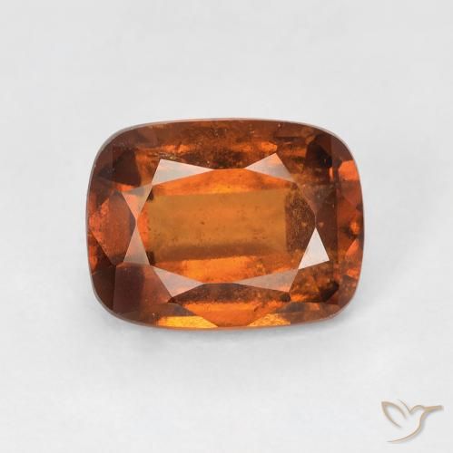 2.60ct Натуральный Темно-оранжевый Гранат Гессонит, Подушка, VS-SI