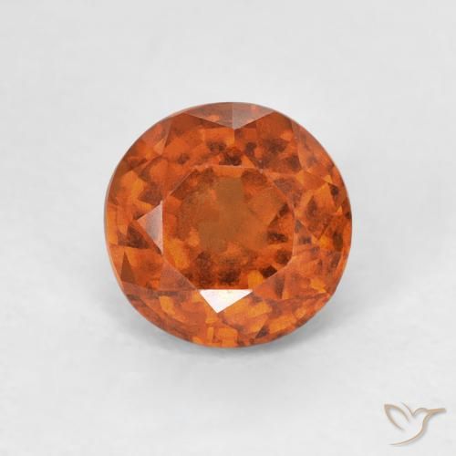 0.98ct Натуральный Янтарный Апельсин Гранат Гессонит, Круглый, VVS-VS